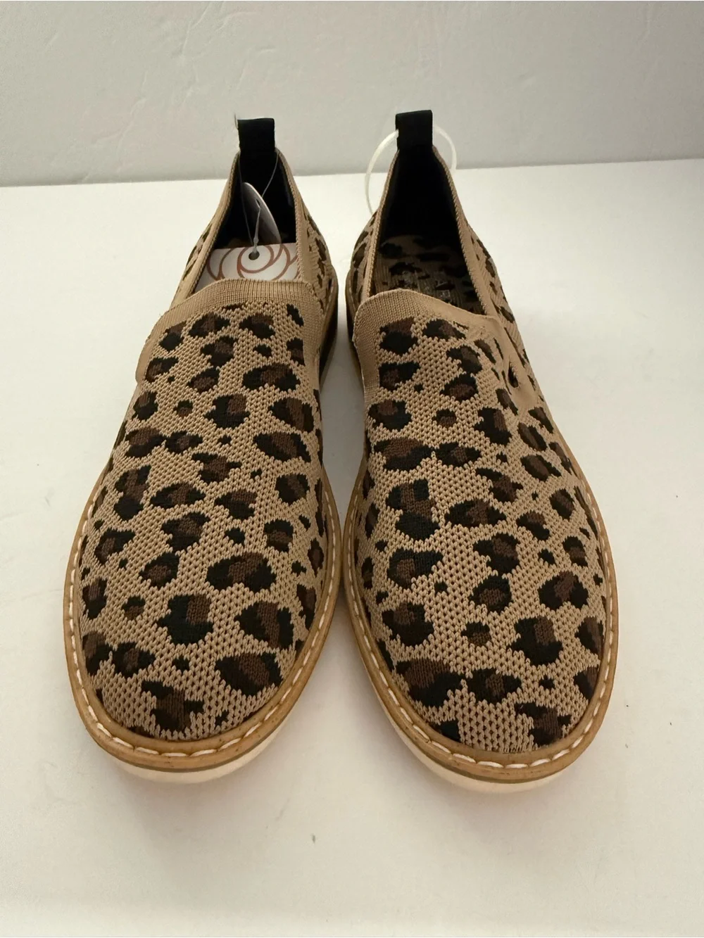 Leopard animal Print Knit Slip-On Flats - Tan/Black Shoes women size 6.5
